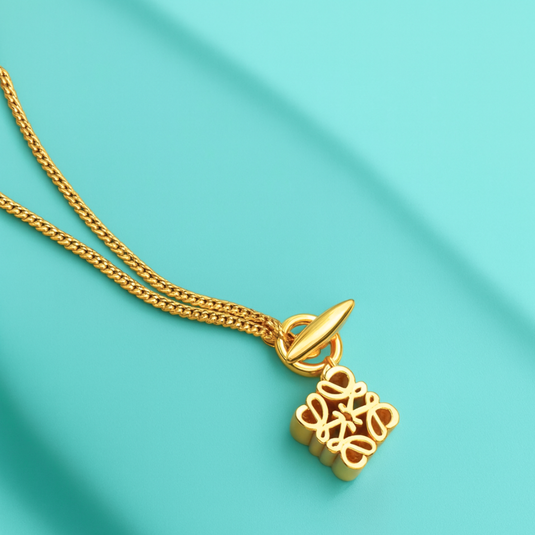 Saskia | Gold (18K) Plated French Moon Cake OT Buckle Pendant Necklace