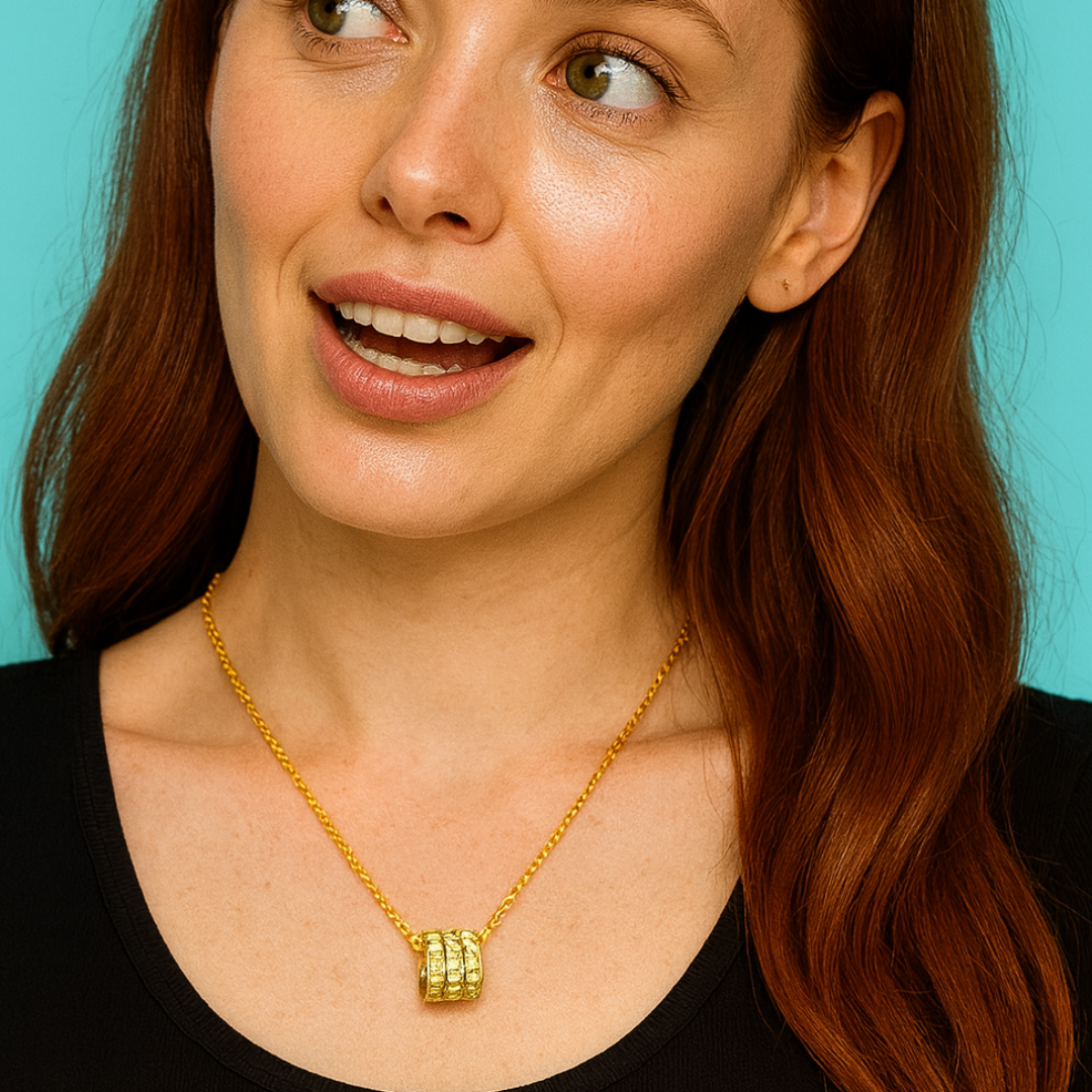 Astrid | Gold (18K) Plated Pavé Cylinder Pendant Waterproof Necklace with Zircons