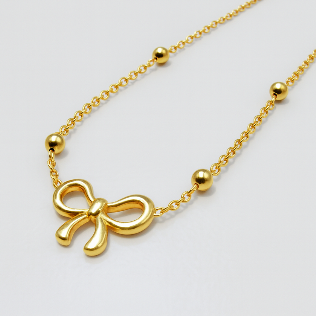 Quinn | Gold Plated Bow Shaped Pendant Necklace