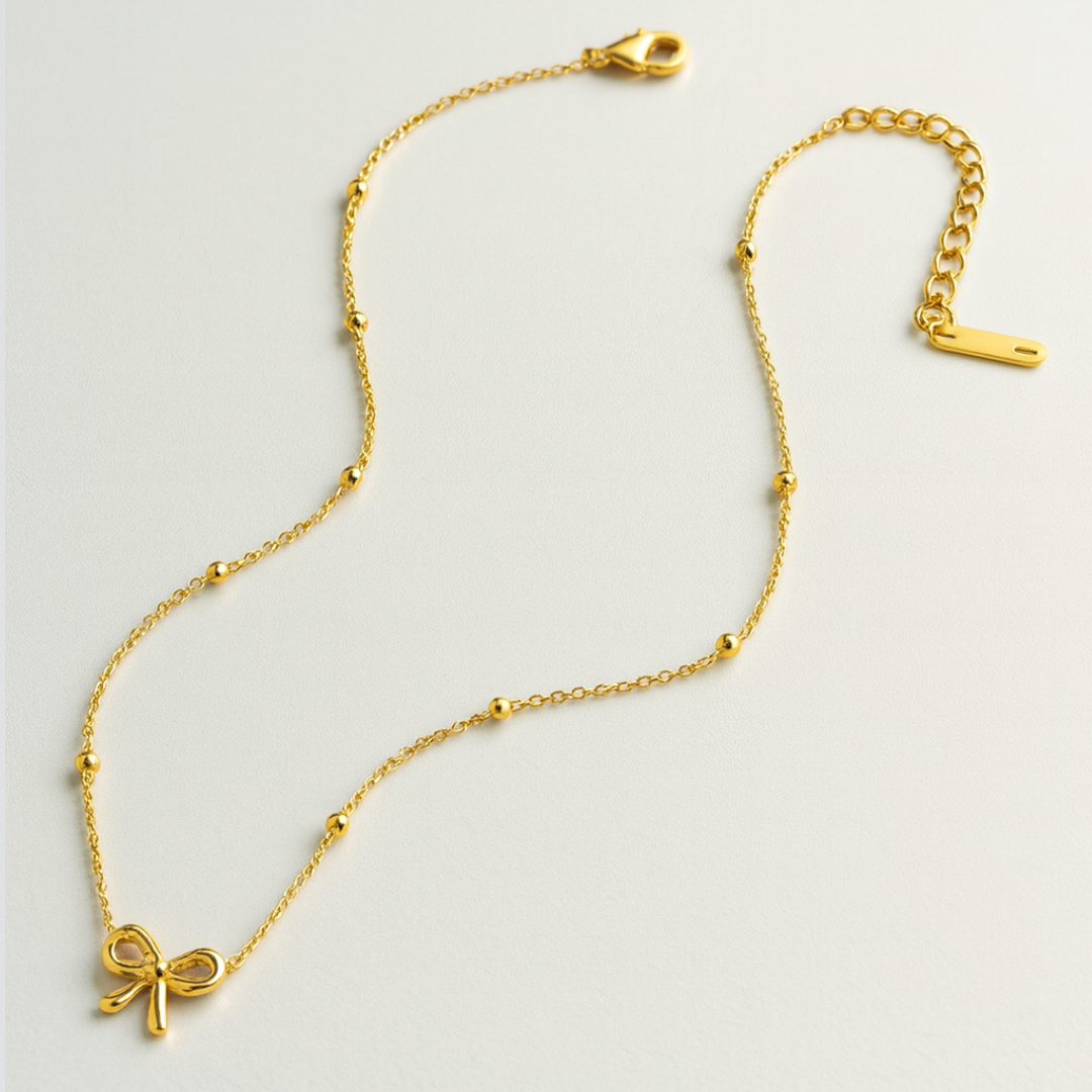 Quinn | Gold Plated Bow Shaped Pendant Necklace