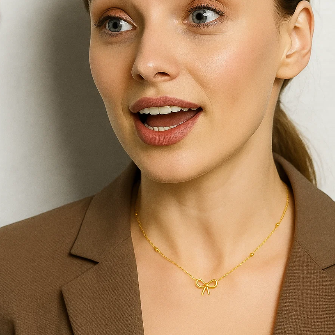 Quinn | Gold Plated Bow Shaped Pendant Necklace