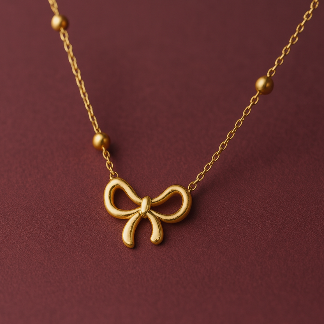 Quinn | Gold Plated Bow Shaped Pendant Necklace