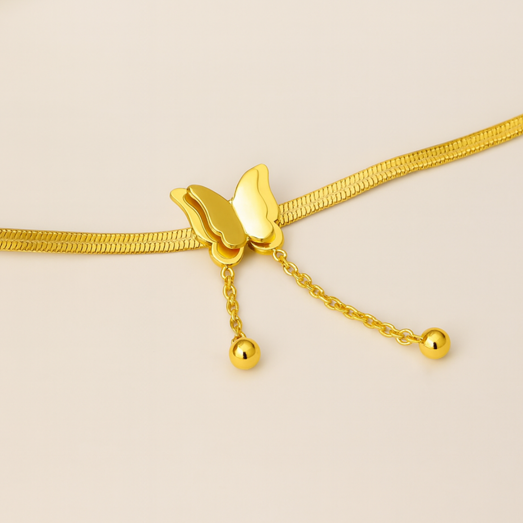 Anastasia | 18K Gold Plated Sparkling Butterfly Charm Pendant Waterproof Necklace