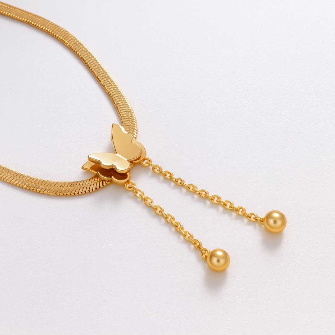 Anastasia | 18K Gold Plated Sparkling Butterfly Charm Pendant Waterproof Necklace