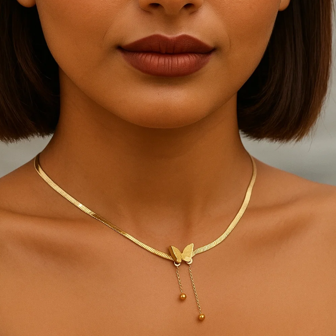 Anastasia | 18K Gold Plated Sparkling Butterfly Charm Pendant Waterproof Necklace