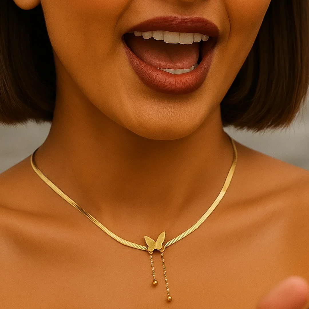 Anastasia | 18K Gold Plated Sparkling Butterfly Charm Pendant Waterproof Necklace