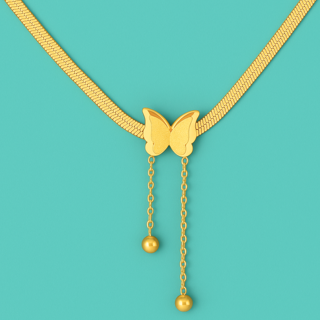 Anastasia | 18K Gold Plated Sparkling Butterfly Charm Pendant Waterproof Necklace