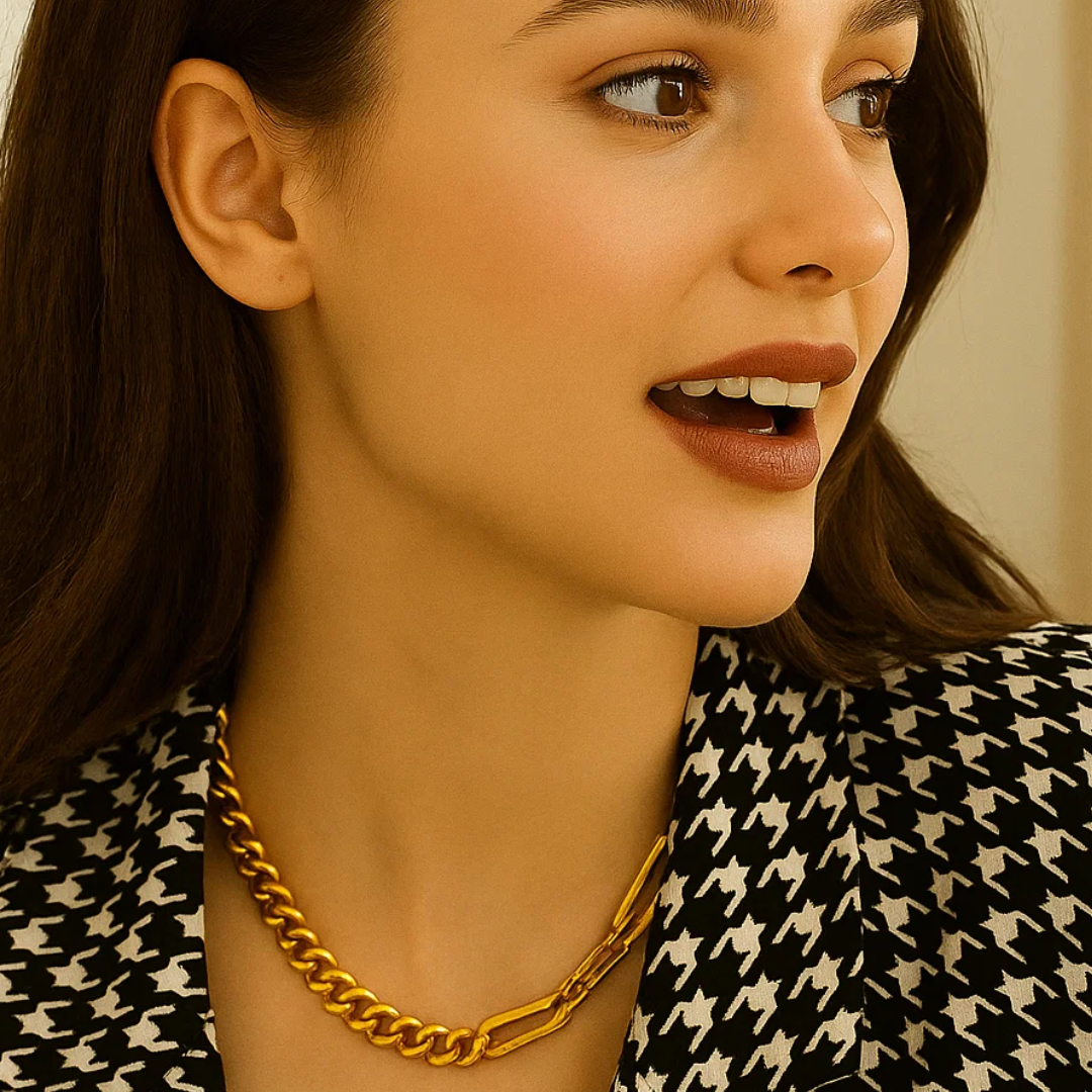 Marcella | Gold (18K) Plated Cuban Link Choker Waterproof Necklace