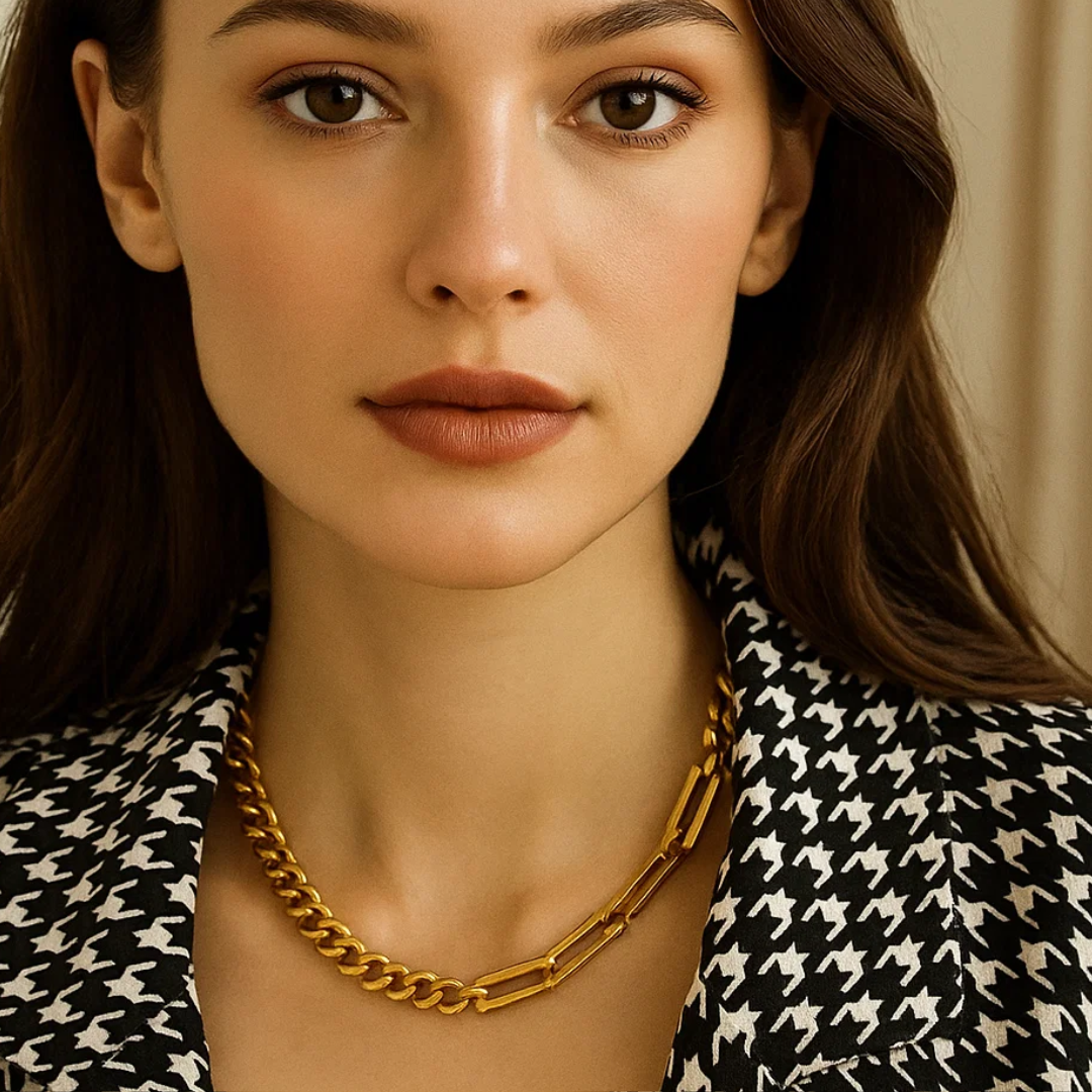 Marcella | Gold (18K) Plated Cuban Link Choker Waterproof Necklace