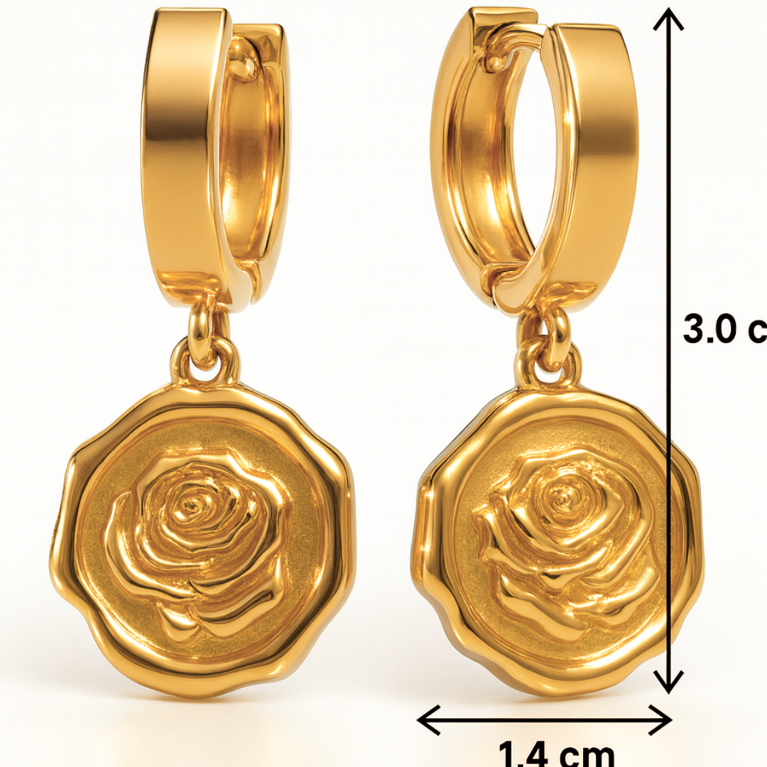 Natalie | 18K Gold Plated Rose Carved Huggie Hoop Earrings