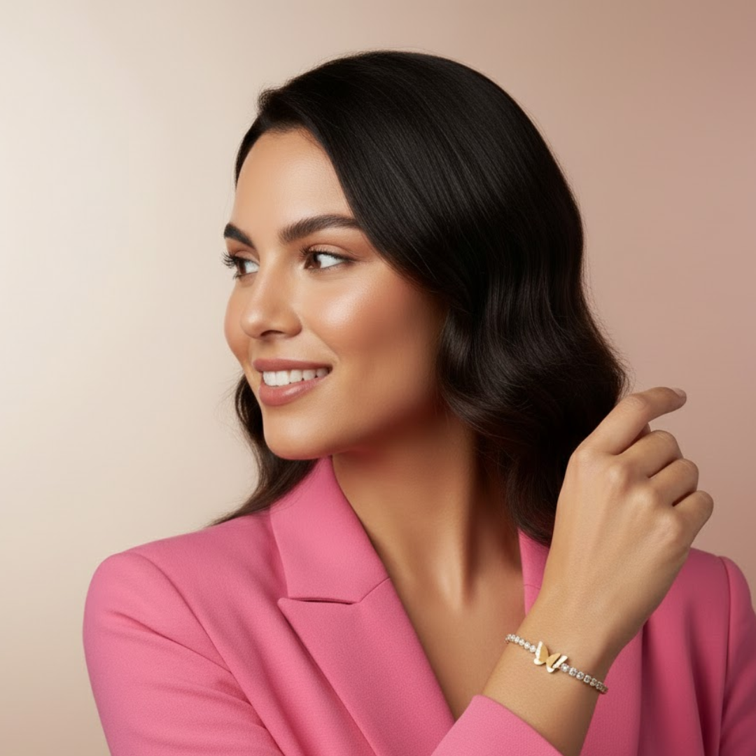 Athena | 18K Gold Plated Butterfly Charm Zircon Bracelet