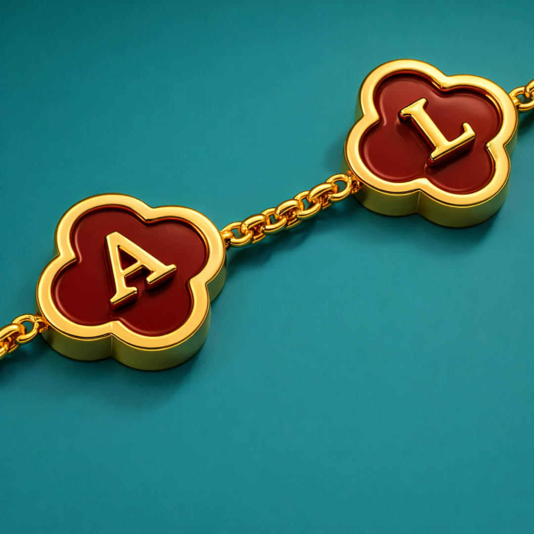 Rissa | Gold Plated Four-Leaf Initial Clover Necklace