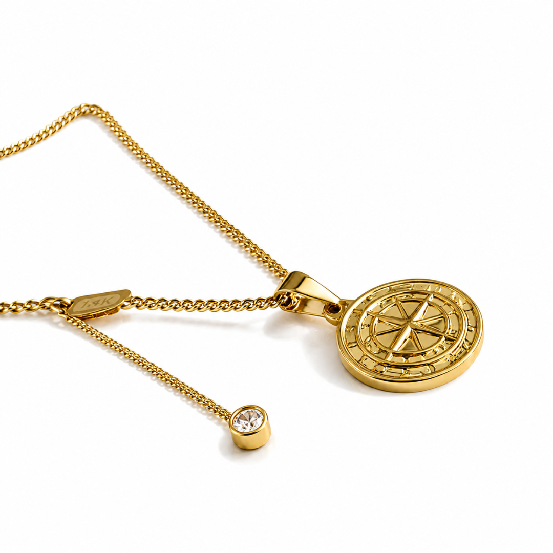 Gigi | Gold Plated Compass Pendant Necklace
