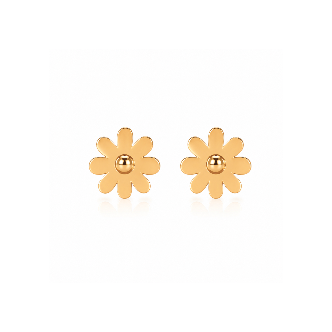 Tiana | Gold Plated Petal Flower Stud Earrings