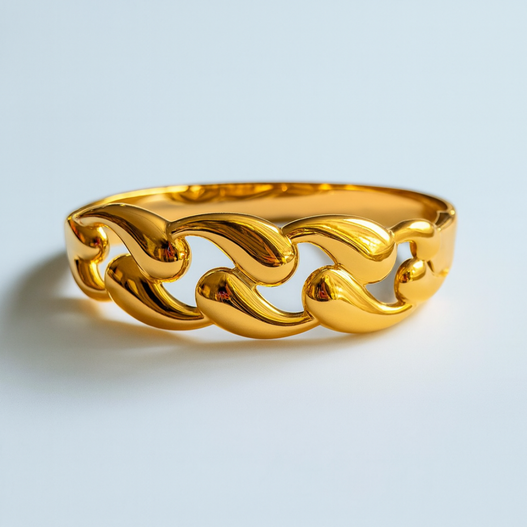 Olivia | 18K Gold-Plated Hollow Waterdrop Cuff Waterproof Bracelet Bangle