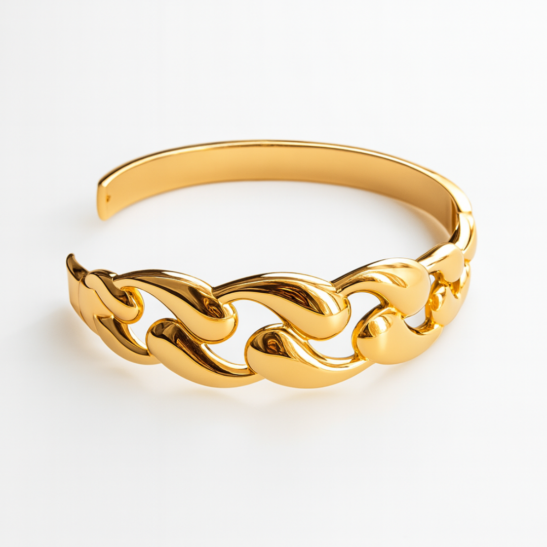 Olivia | 18K Gold-Plated Hollow Waterdrop Cuff Waterproof Bracelet Bangle
