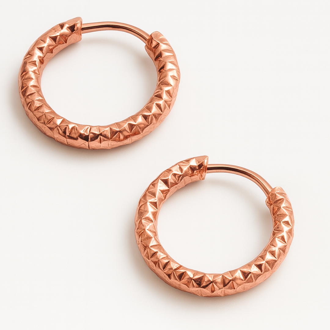 Melina | Gold Plated Hammered Texture Hoop Earrings