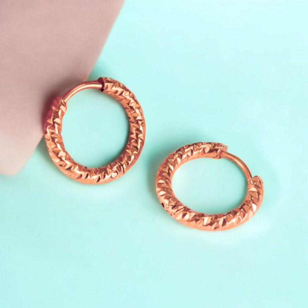 Melina | Gold Plated Hammered Texture Hoop Earrings
