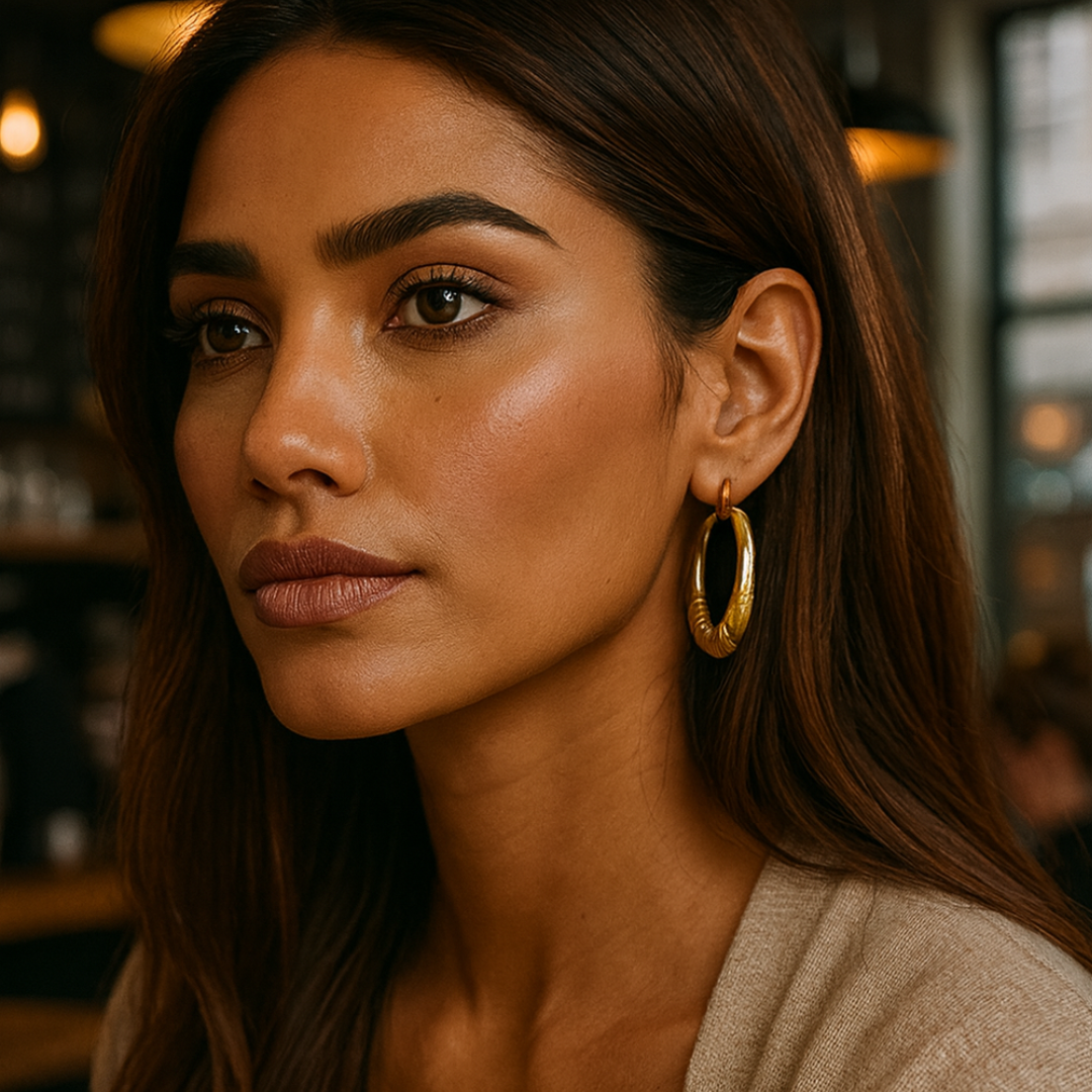 Marigold | 18K Gold Plated Geometric Vintage Simple Hoop Waterproof Earrings