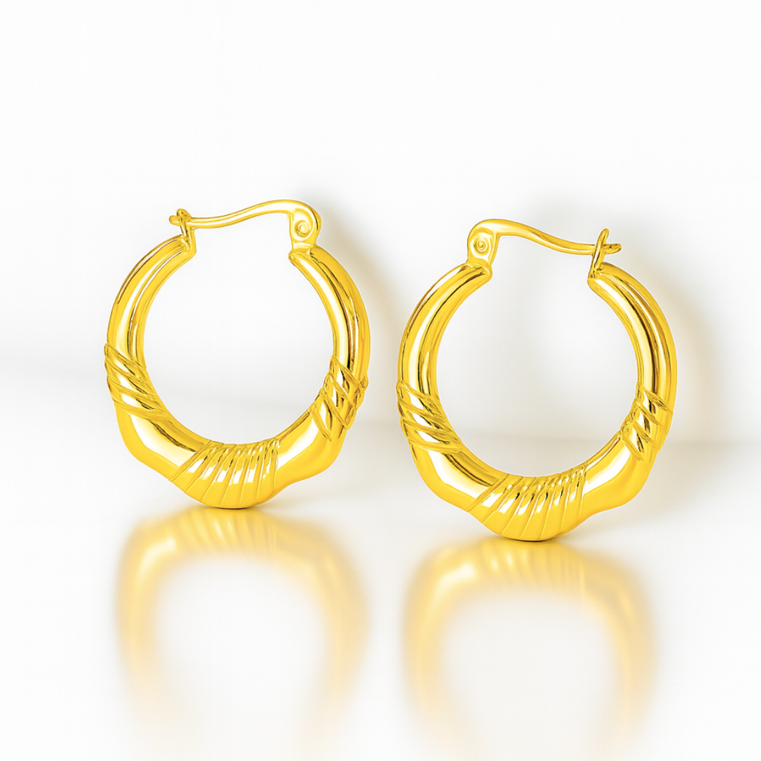 Marigold | 18K Gold Plated Geometric Vintage Simple Hoop Waterproof Earrings