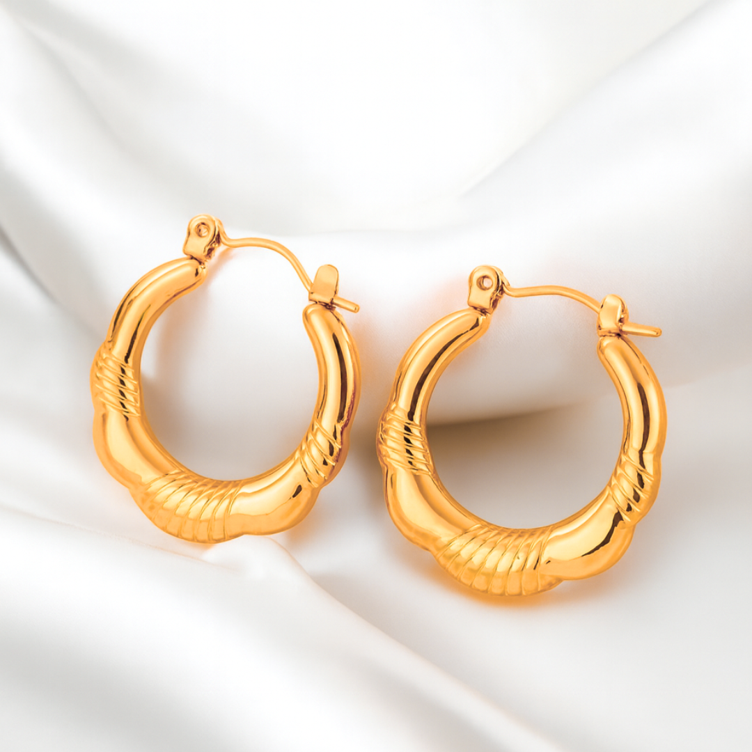 Marigold | 18K Gold Plated Geometric Vintage Simple Hoop Waterproof Earrings