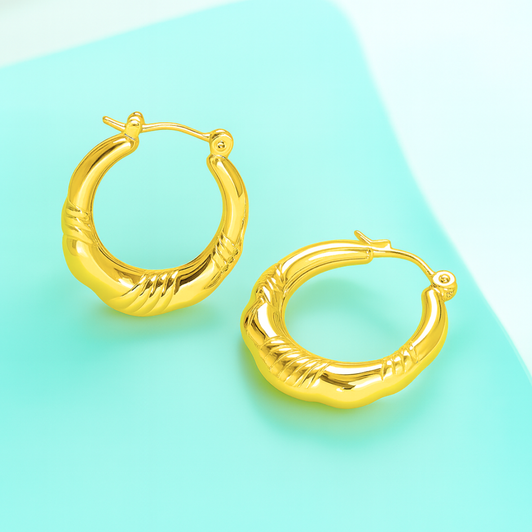 Marigold | 18K Gold Plated Geometric Vintage Simple Hoop Waterproof Earrings