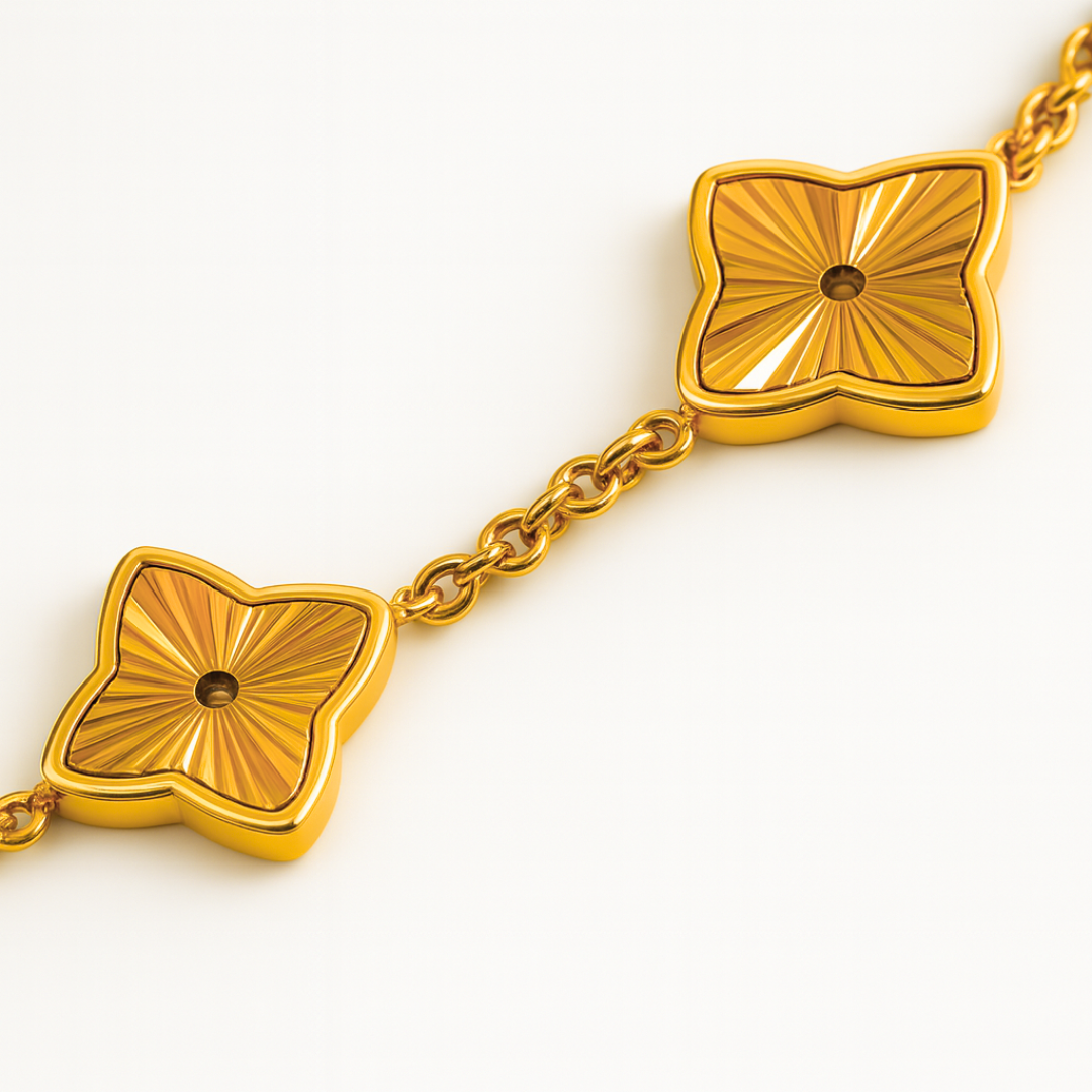 Clover Bracelet - 18K Gold Plated Waterproof Textured Multi Clover Jewellery