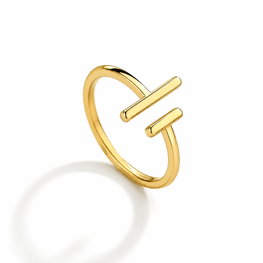 Aurelle | Gold Plated Noble T-Bar Ring