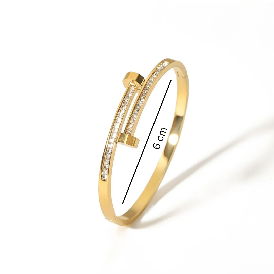Felicia | Gold Plated Zircon Nail Bracelet Bangle