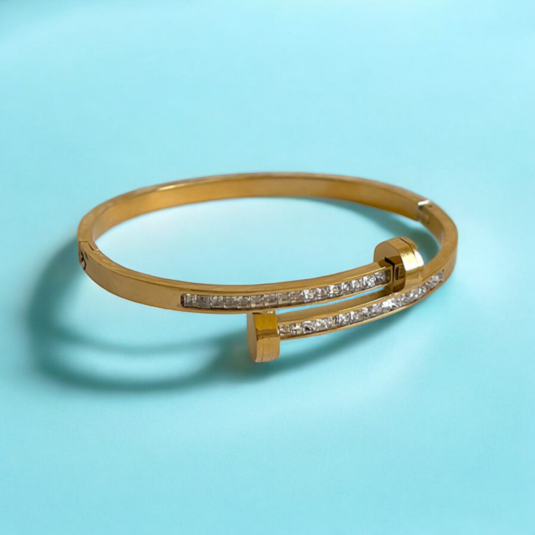 Felicia | Gold Plated Zircon Nail Bracelet Bangle