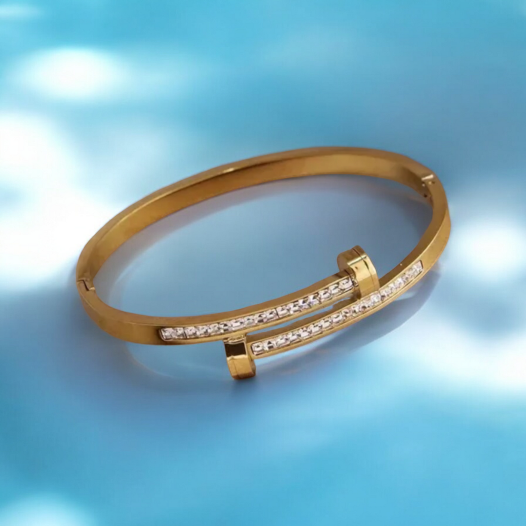 Felicia | Gold Plated Zircon Nail Bracelet Bangle