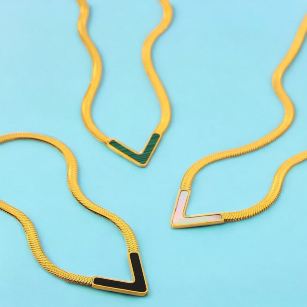 Aura | Gold Plated V-shaped Flat Snake Bone Chain
