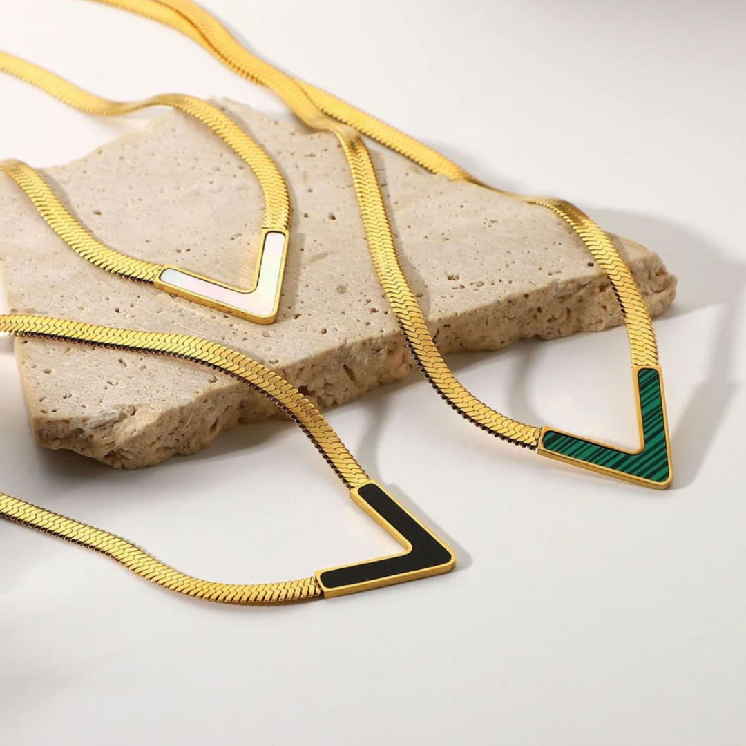 Aura | Gold Plated V-shaped Flat Snake Bone Chain