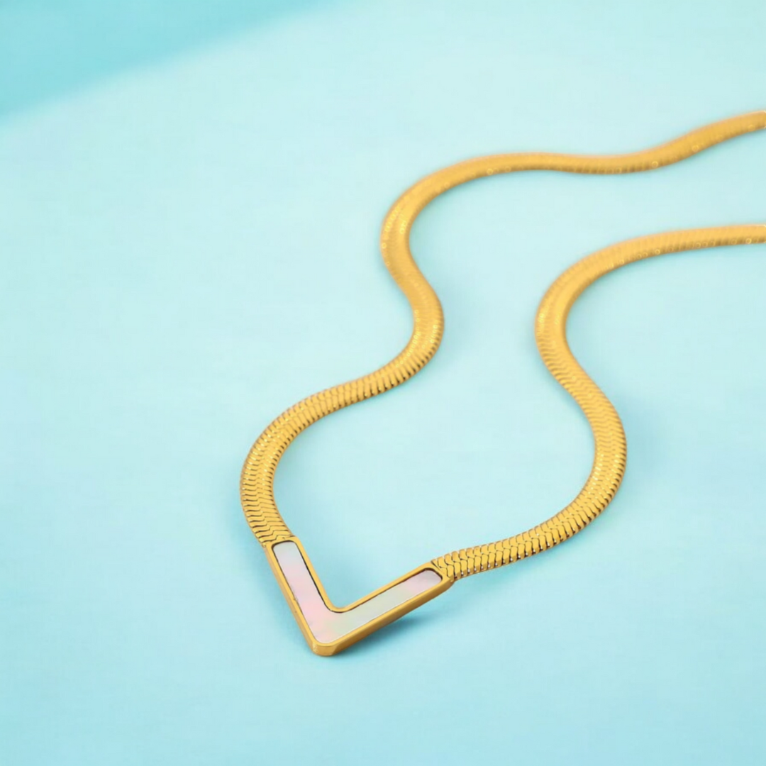 Aura | Gold Plated V-shaped Flat Snake Bone Chain