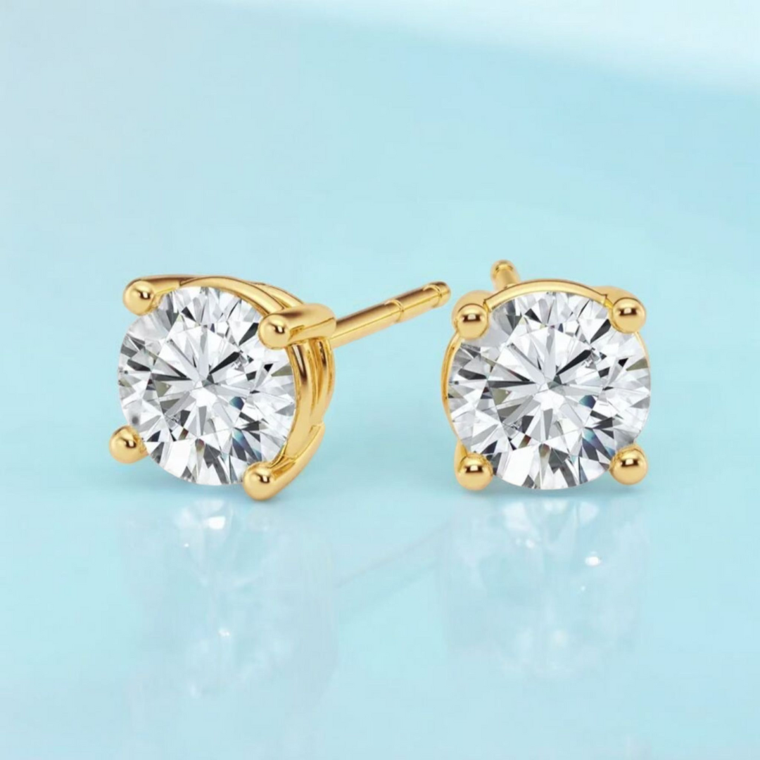 Rya | Gold Plated Diamond Cut Cubic Zirconia Stud Earrings