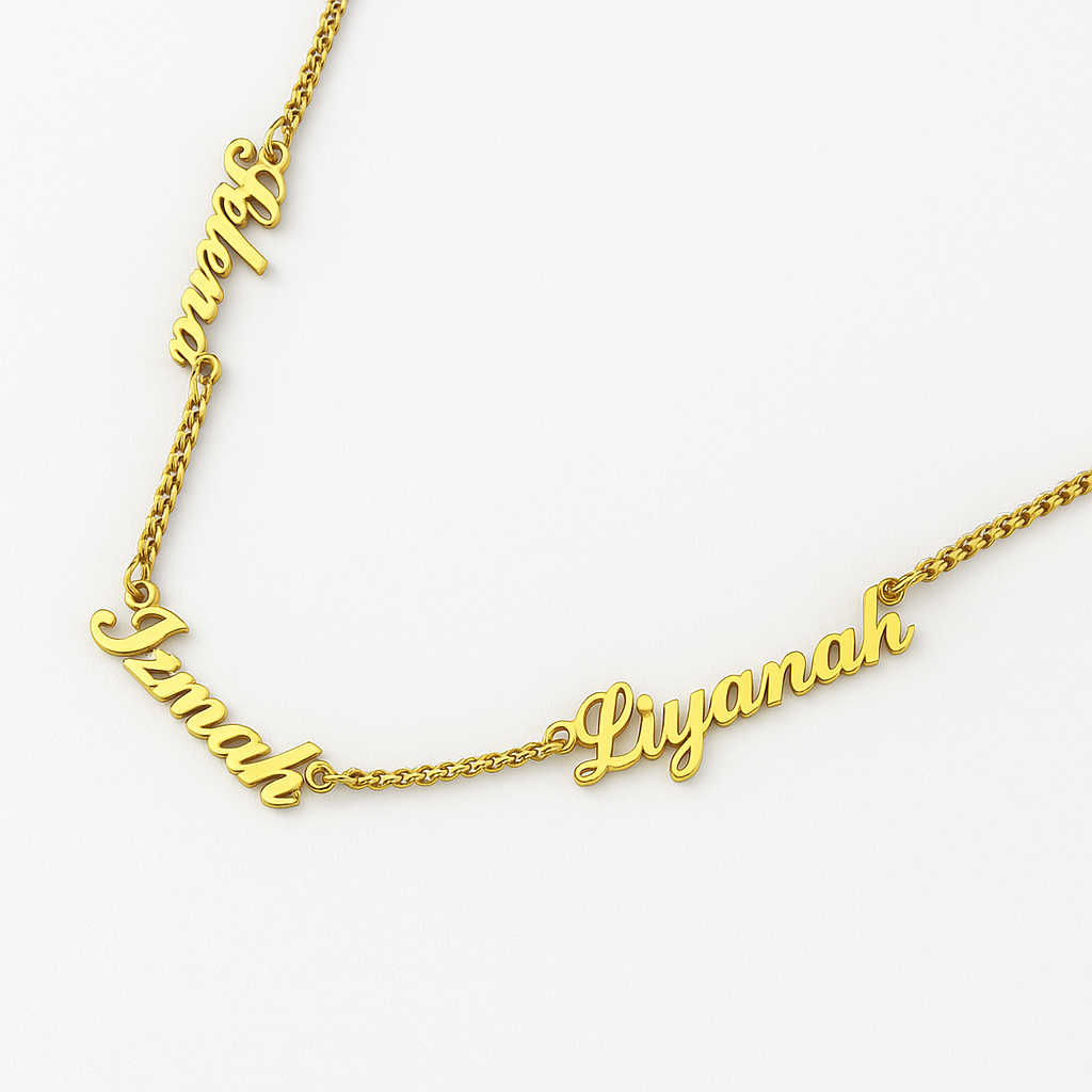 Dorothy | Multiple Personalised Necklace, Custom Name Necklace - 18K Gold Plated Waterproof Necklace