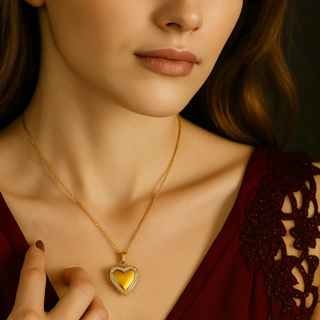 Inna | Gold (18K) Plated Heart Photo Frame Locket Pendant Waterproof Necklace Christmas Gift