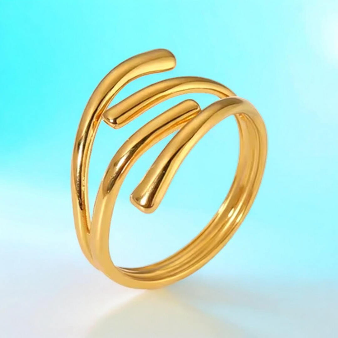 Macy | Gold Plated Double Layer Cross Resizable Ring