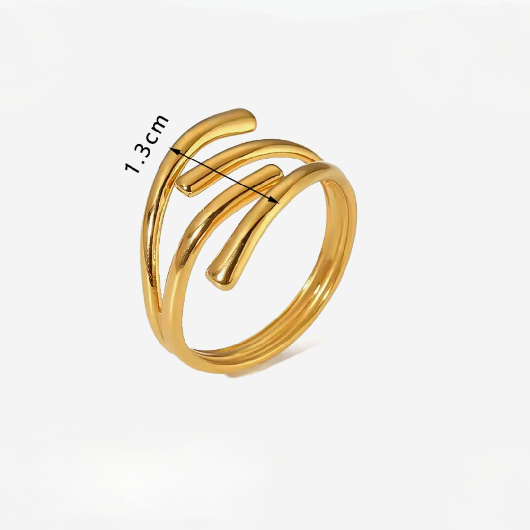 Macy | Gold Plated Double Layer Cross Resizable Ring