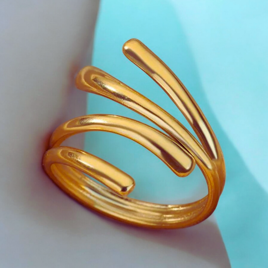Macy | Gold Plated Double Layer Cross Resizable Ring