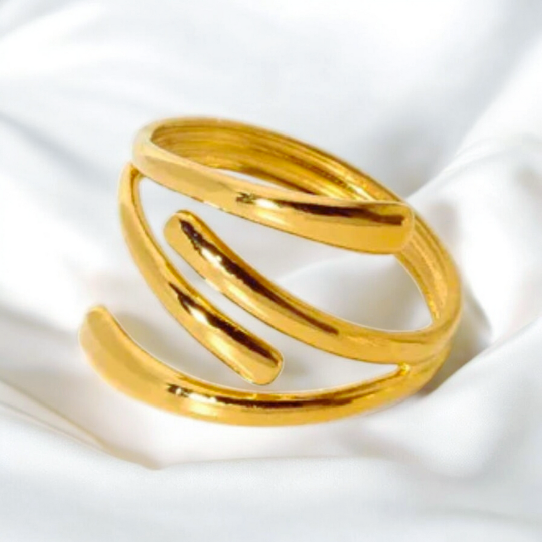 Macy | Gold Plated Double Layer Cross Resizable Ring