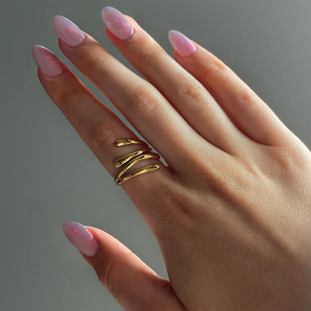 Macy | Gold Plated Double Layer Cross Resizable Ring