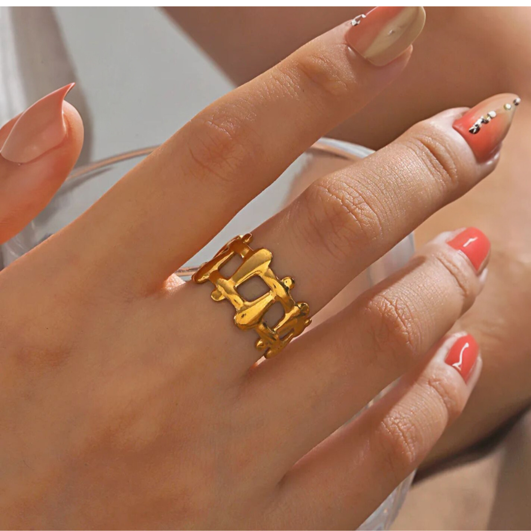Martina | Gold Plated Irregular Knit Cuff Resizable Ring