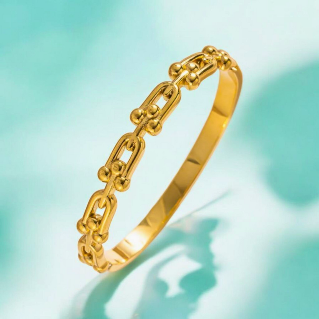Amarante | Gold Plated U-Link Cuff Bangle Bracelet
