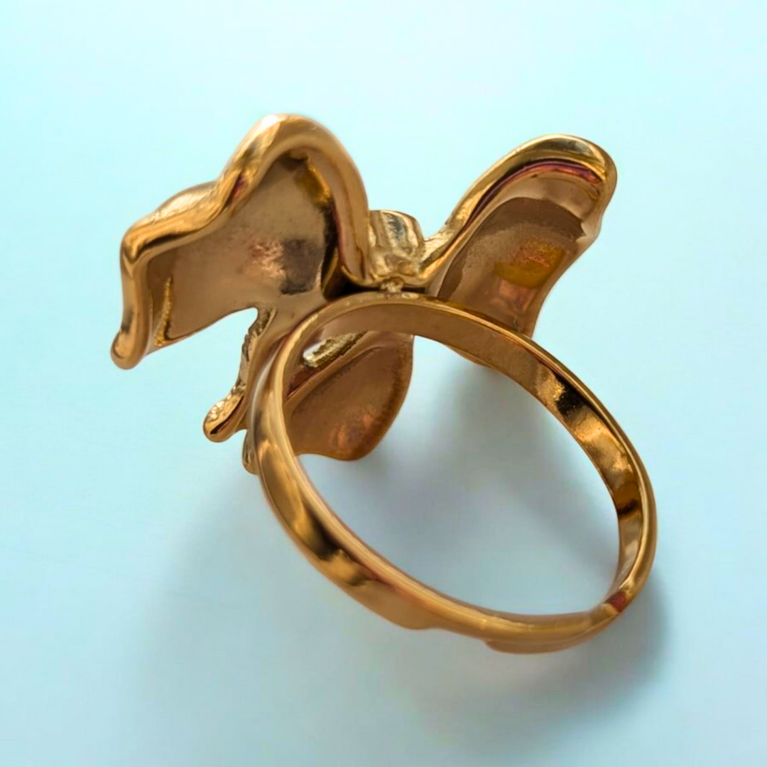 Estelle | Gold-Plated Ribbon Bow Resizable Ring