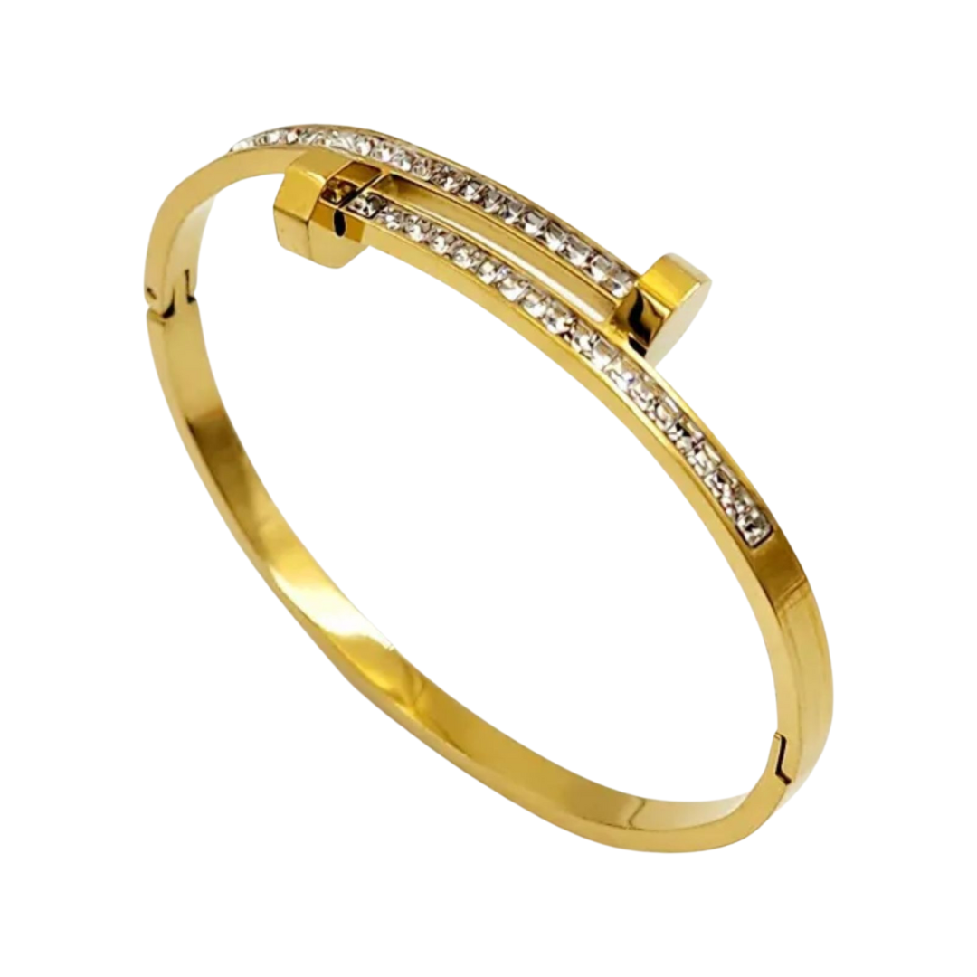Felicia | Gold Plated Zircon Nail Bracelet Bangle