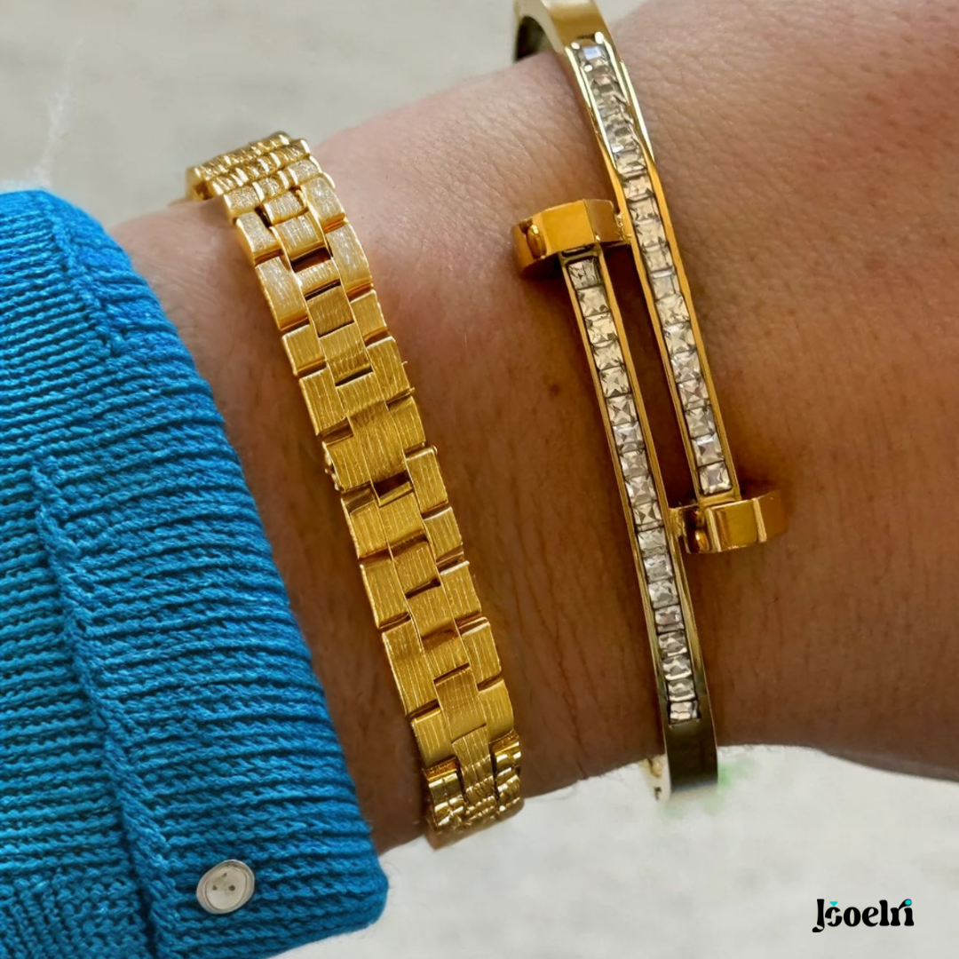 Felicia | Gold Plated Zircon Nail Bracelet Bangle