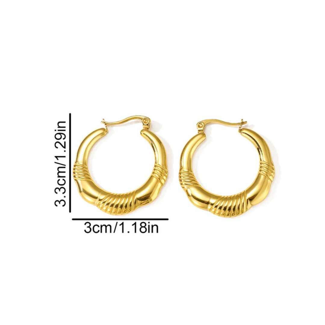 Marigold | 18K Gold Plated Geometric Vintage Simple Hoop Waterproof Earrings