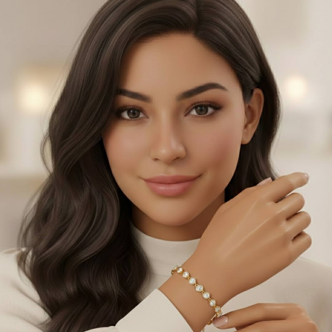 Annemarie | Gold Plated Lux Heart Tennis Bracelet