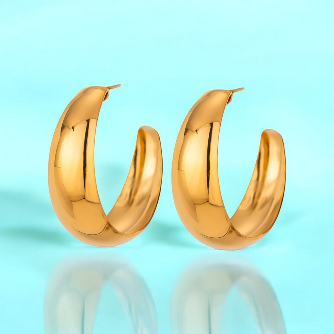 Millie | Gold Plated C-Shaped Hoop Earrings